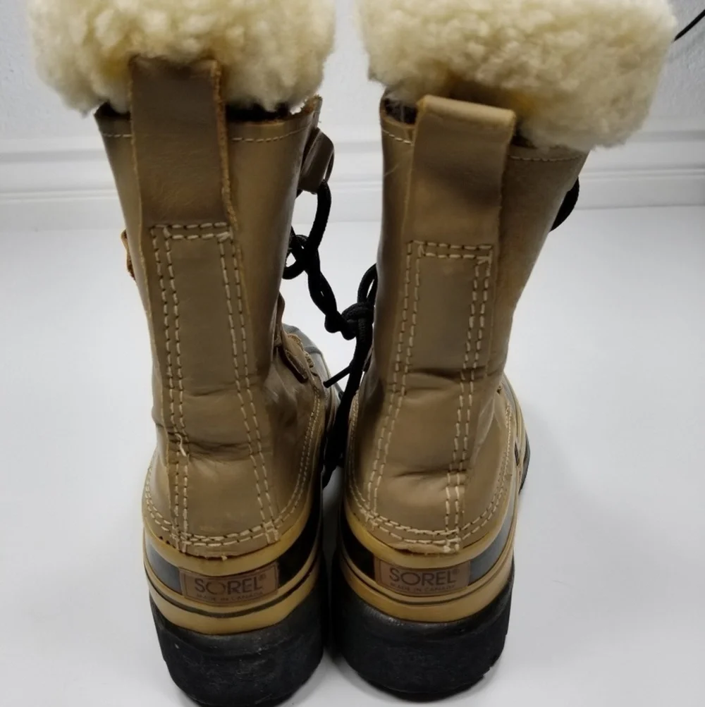 Sorel Caribou Boots Sz 4 Sherpa Lined Tan Women's Winter